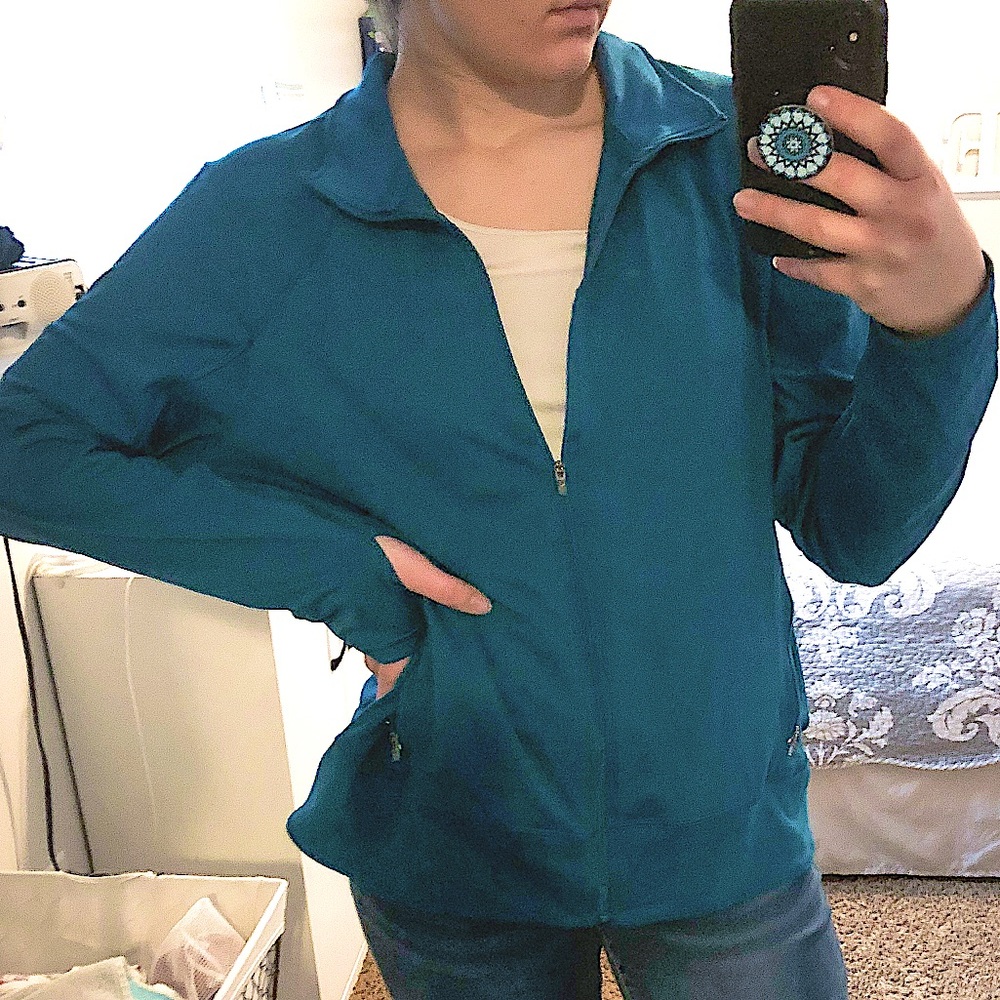 SOLD***Champion- Teal Blue Warm Up Jogger Jacket - Picture 5 of 6